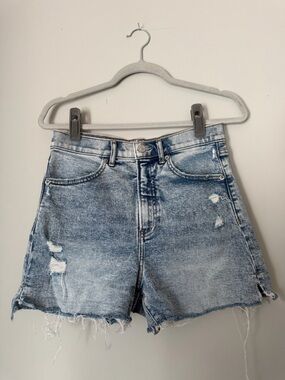 Express Light Blue Distressed Denim Jean Shorts
